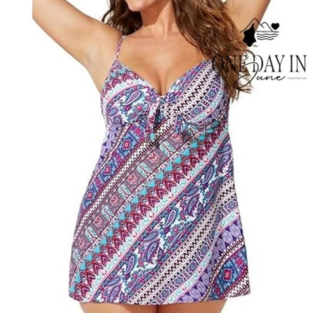 Swimsuits for All Knot Front Swimdress One Piece Swimsuit Size 20 D/DD
